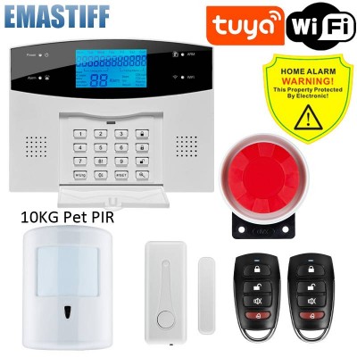 Tuya Burglar Alarm System 433mhz Detector Alarm Support Telephone Line Pstn & Sim Card Voice Intercom Wifi App Relay